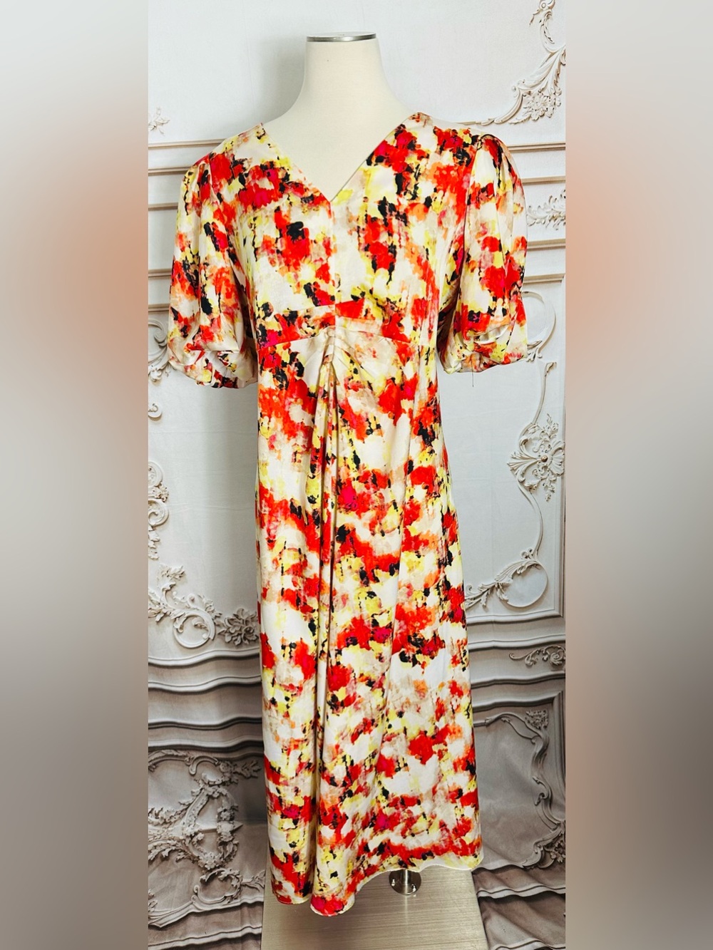 Dkny Cream Maxi Dress with Red Floral Print - Picture 2 of 13
